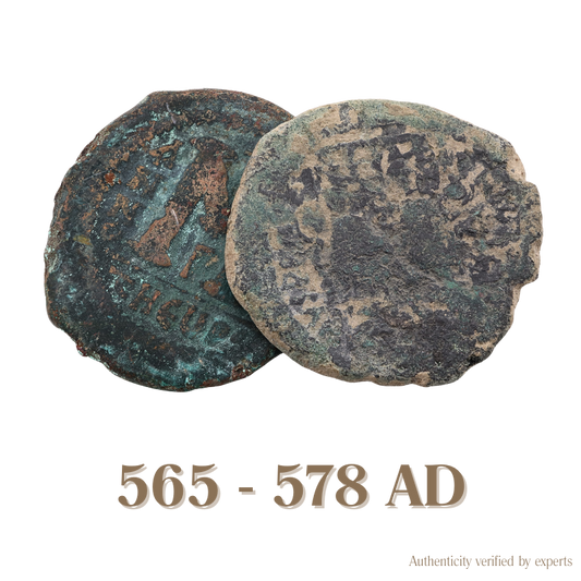 Justin II Follis • Byzantine Empire • 1 Bronze Coin • 565-578 AD