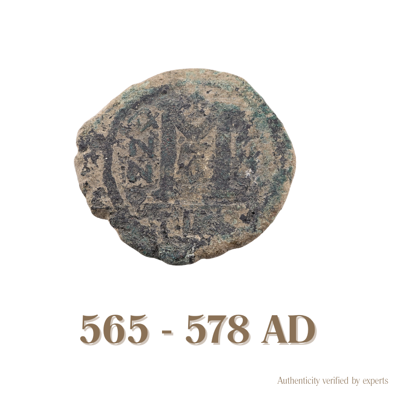 Justin II Follis • Byzantine Empire • 1 Bronze Coin • 565-578 AD