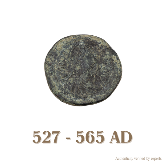 Justinian I Follis • Byzantine Empire • Bronze Coin • 527-565 AD