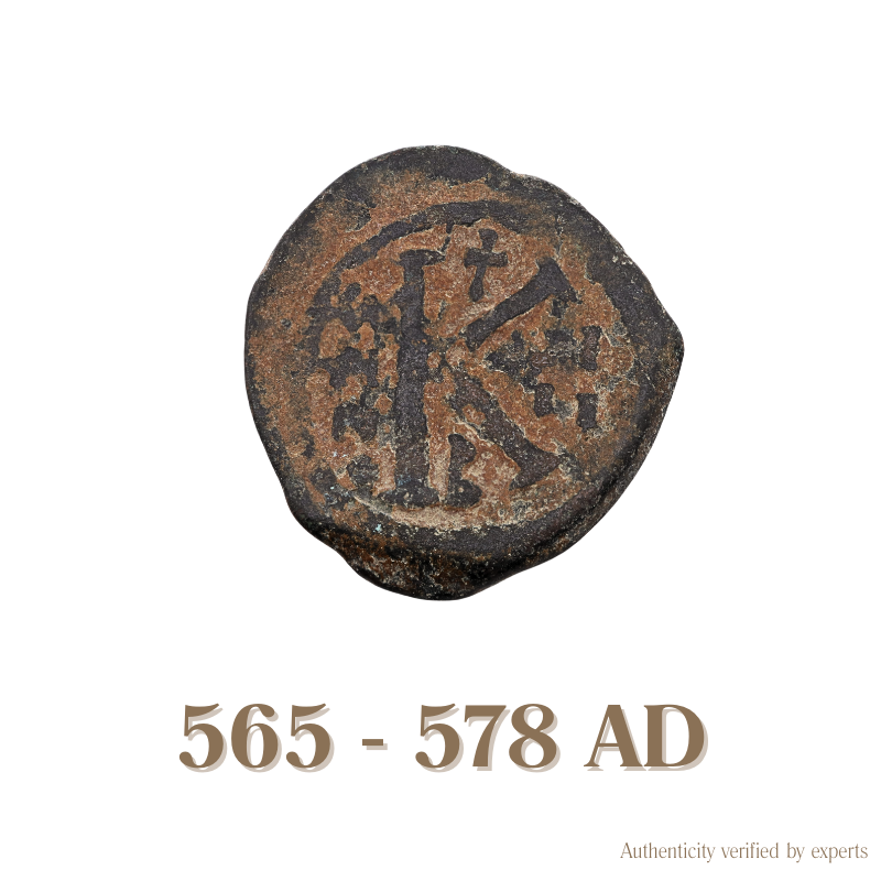 Justin II and Sophia Half Follis • Byzantine Empire • Bronze Coin • 565-578 AD