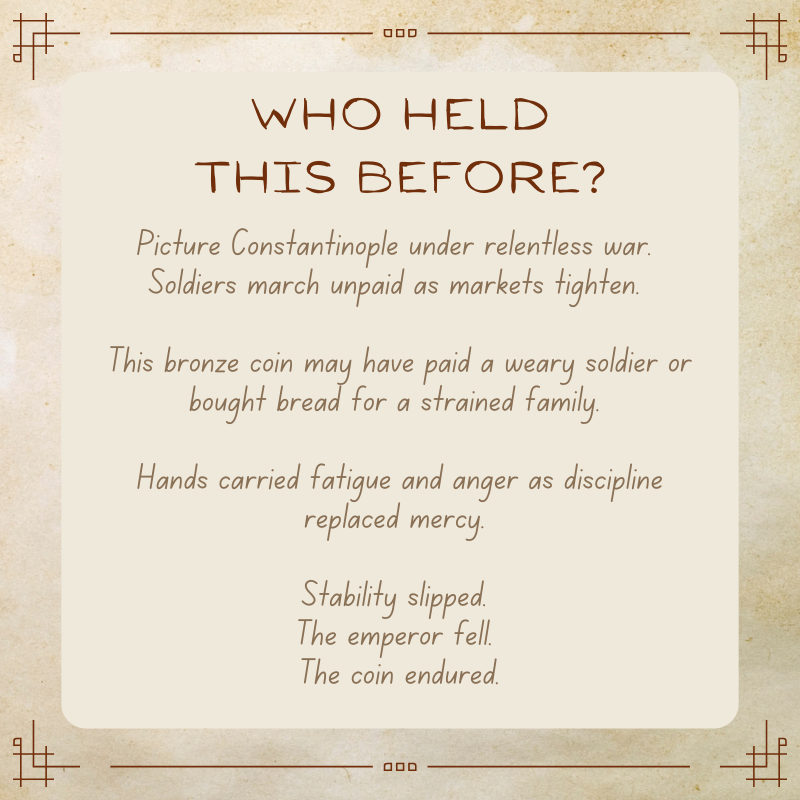 Maurice Tiberius Decanummium • Byzantine Empire • Bronze Coin • 582-602 AD